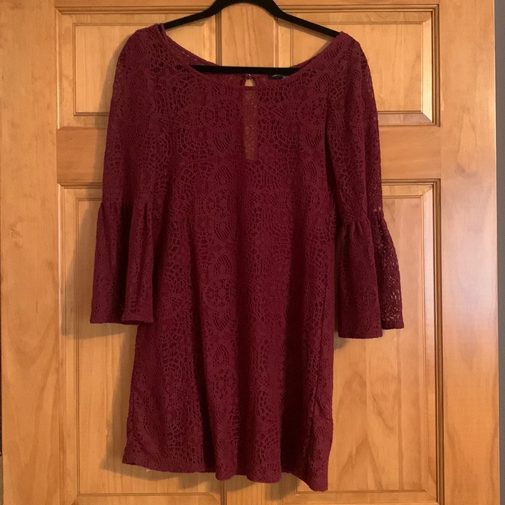 Super Cute Maroon Dress with Lacy Design